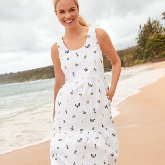 Disney x Tommy Bahama Seersucker Nova Wave Beach Cruiser Midi Dress size Small - Picture 1 of 9